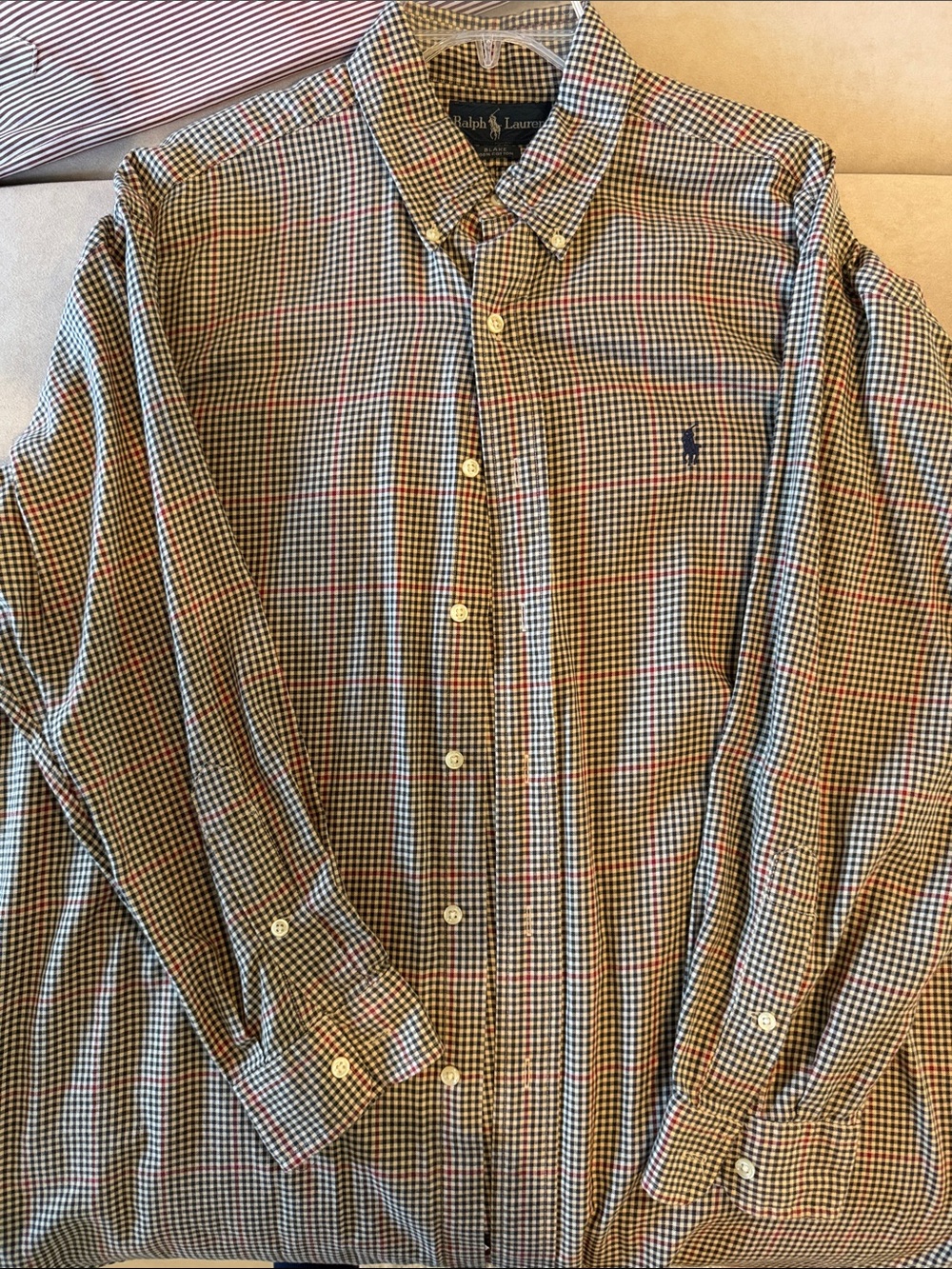 Ralph Lauren Brown, Navy & Red Gingham Button-Down Shirt